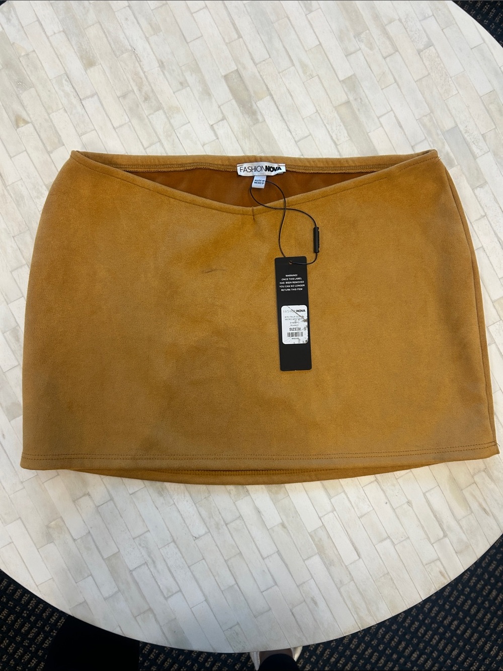 Fashion Nova Camel Suede Mini Skirt
